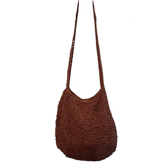 Brown Crochet Crossbody Bag - Picture 1 of 6
